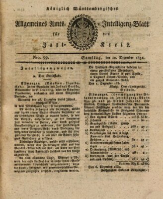 Allgemeines Amts- und Intelligenz-Blatt für den Jaxt-Kreis Samstag 10. Dezember 1831