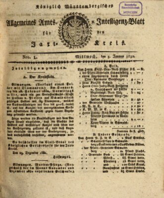 Allgemeines Amts- und Intelligenz-Blatt für den Jaxt-Kreis Mittwoch 4. Januar 1832