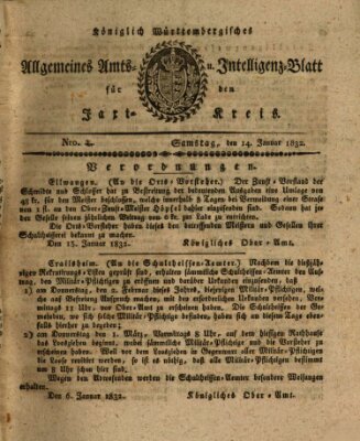 Allgemeines Amts- und Intelligenz-Blatt für den Jaxt-Kreis Samstag 14. Januar 1832