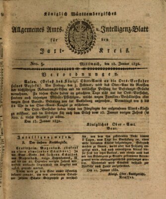 Allgemeines Amts- und Intelligenz-Blatt für den Jaxt-Kreis Mittwoch 18. Januar 1832