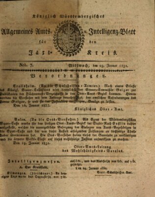 Allgemeines Amts- und Intelligenz-Blatt für den Jaxt-Kreis Mittwoch 25. Januar 1832