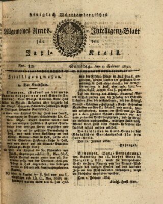 Allgemeines Amts- und Intelligenz-Blatt für den Jaxt-Kreis Samstag 4. Februar 1832