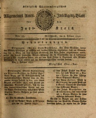 Allgemeines Amts- und Intelligenz-Blatt für den Jaxt-Kreis Mittwoch 8. Februar 1832