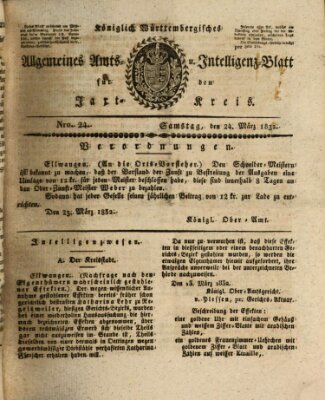 Allgemeines Amts- und Intelligenz-Blatt für den Jaxt-Kreis Samstag 24. März 1832