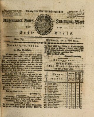 Allgemeines Amts- und Intelligenz-Blatt für den Jaxt-Kreis Mittwoch 2. Mai 1832