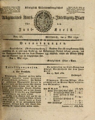 Allgemeines Amts- und Intelligenz-Blatt für den Jaxt-Kreis Mittwoch 9. Mai 1832