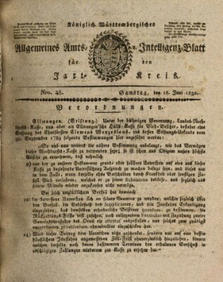 Allgemeines Amts- und Intelligenz-Blatt für den Jaxt-Kreis Samstag 16. Juni 1832