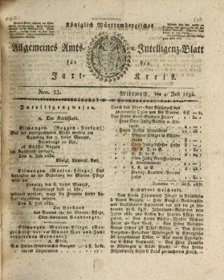 Allgemeines Amts- und Intelligenz-Blatt für den Jaxt-Kreis Mittwoch 4. Juli 1832