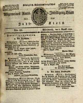 Allgemeines Amts- und Intelligenz-Blatt für den Jaxt-Kreis Mittwoch 8. August 1832