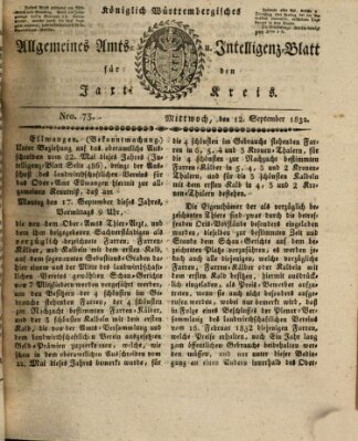 Allgemeines Amts- und Intelligenz-Blatt für den Jaxt-Kreis Mittwoch 12. September 1832