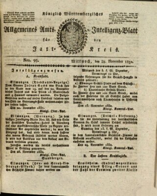 Allgemeines Amts- und Intelligenz-Blatt für den Jaxt-Kreis Mittwoch 28. November 1832