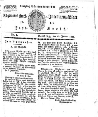 Allgemeines Amts- und Intelligenz-Blatt für den Jaxt-Kreis Samstag 12. Januar 1833