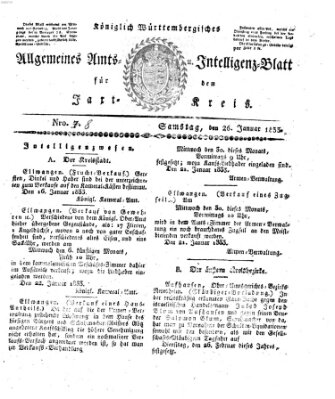 Allgemeines Amts- und Intelligenz-Blatt für den Jaxt-Kreis Samstag 26. Januar 1833