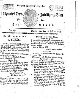 Allgemeines Amts- und Intelligenz-Blatt für den Jaxt-Kreis Samstag 16. Februar 1833