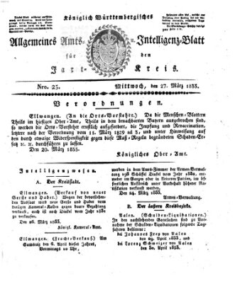 Allgemeines Amts- und Intelligenz-Blatt für den Jaxt-Kreis Mittwoch 27. März 1833