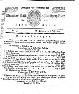 Allgemeines Amts- und Intelligenz-Blatt für den Jaxt-Kreis Mittwoch 3. Juli 1833