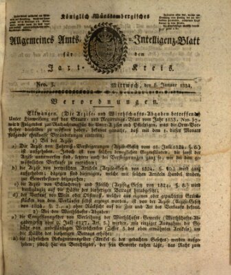 Allgemeines Amts- und Intelligenz-Blatt für den Jaxt-Kreis Mittwoch 8. Januar 1834