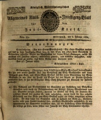 Allgemeines Amts- und Intelligenz-Blatt für den Jaxt-Kreis Mittwoch 5. Februar 1834