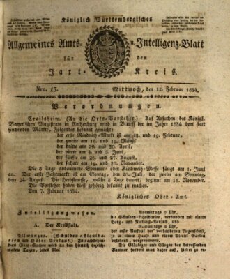 Allgemeines Amts- und Intelligenz-Blatt für den Jaxt-Kreis Mittwoch 12. Februar 1834