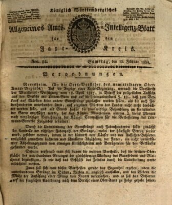 Allgemeines Amts- und Intelligenz-Blatt für den Jaxt-Kreis Samstag 15. Februar 1834