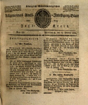 Allgemeines Amts- und Intelligenz-Blatt für den Jaxt-Kreis Mittwoch 19. Februar 1834