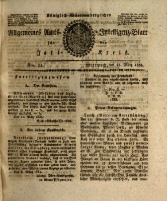 Allgemeines Amts- und Intelligenz-Blatt für den Jaxt-Kreis Mittwoch 12. März 1834