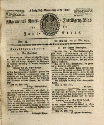 Allgemeines Amts- und Intelligenz-Blatt für den Jaxt-Kreis Mittwoch 21. Mai 1834