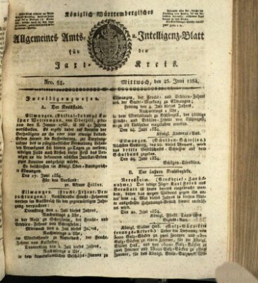 Allgemeines Amts- und Intelligenz-Blatt für den Jaxt-Kreis Mittwoch 25. Juni 1834