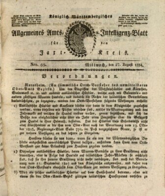 Allgemeines Amts- und Intelligenz-Blatt für den Jaxt-Kreis Mittwoch 27. August 1834