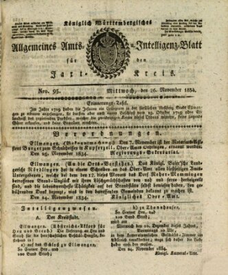 Allgemeines Amts- und Intelligenz-Blatt für den Jaxt-Kreis Mittwoch 26. November 1834