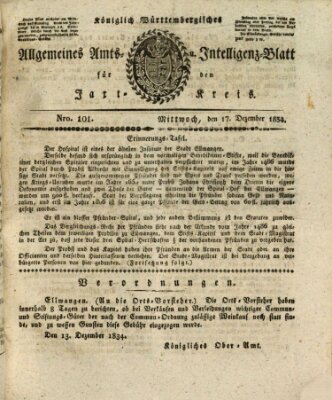 Allgemeines Amts- und Intelligenz-Blatt für den Jaxt-Kreis Mittwoch 17. Dezember 1834