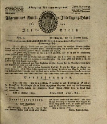 Allgemeines Amts- und Intelligenz-Blatt für den Jaxt-Kreis Mittwoch 14. Januar 1835