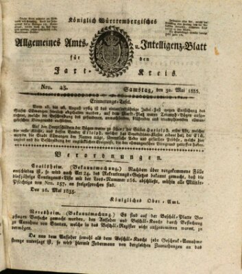 Allgemeines Amts- und Intelligenz-Blatt für den Jaxt-Kreis Samstag 30. Mai 1835