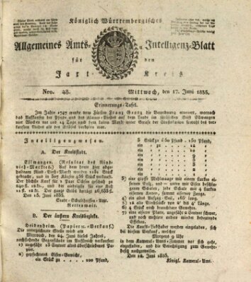 Allgemeines Amts- und Intelligenz-Blatt für den Jaxt-Kreis Mittwoch 17. Juni 1835