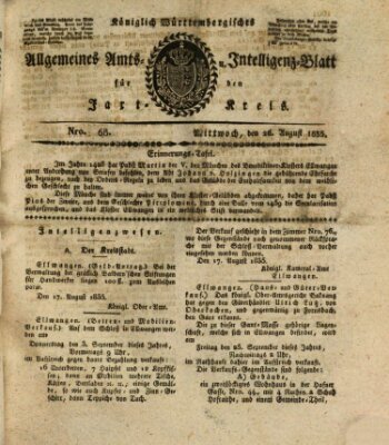 Allgemeines Amts- und Intelligenz-Blatt für den Jaxt-Kreis Mittwoch 26. August 1835