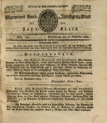 Allgemeines Amts- und Intelligenz-Blatt für den Jaxt-Kreis Mittwoch 16. September 1835