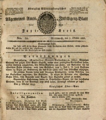 Allgemeines Amts- und Intelligenz-Blatt für den Jaxt-Kreis Mittwoch 7. Oktober 1835