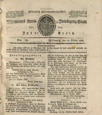 Allgemeines Amts- und Intelligenz-Blatt für den Jaxt-Kreis Mittwoch 14. Oktober 1835