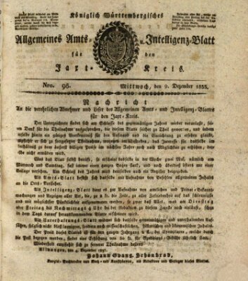 Allgemeines Amts- und Intelligenz-Blatt für den Jaxt-Kreis Mittwoch 9. Dezember 1835