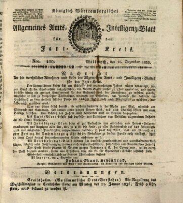 Allgemeines Amts- und Intelligenz-Blatt für den Jaxt-Kreis Mittwoch 16. Dezember 1835