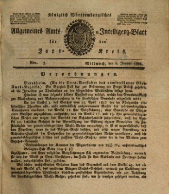 Allgemeines Amts- und Intelligenz-Blatt für den Jaxt-Kreis Mittwoch 6. Januar 1836