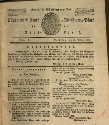 Allgemeines Amts- und Intelligenz-Blatt für den Jaxt-Kreis Samstag 23. Januar 1836