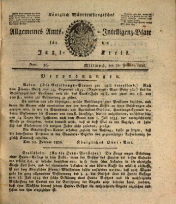 Allgemeines Amts- und Intelligenz-Blatt für den Jaxt-Kreis Mittwoch 24. Februar 1836