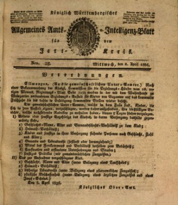 Allgemeines Amts- und Intelligenz-Blatt für den Jaxt-Kreis Mittwoch 6. April 1836