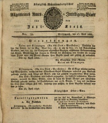 Allgemeines Amts- und Intelligenz-Blatt für den Jaxt-Kreis Mittwoch 27. April 1836