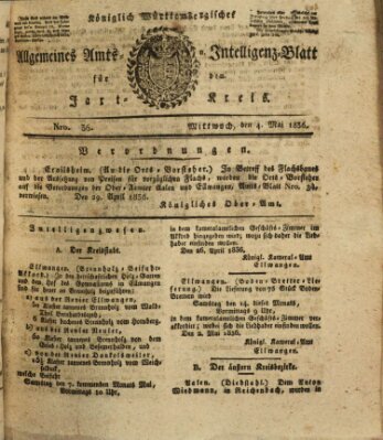 Allgemeines Amts- und Intelligenz-Blatt für den Jaxt-Kreis Mittwoch 4. Mai 1836