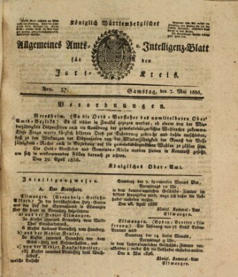 Allgemeines Amts- und Intelligenz-Blatt für den Jaxt-Kreis Samstag 7. Mai 1836