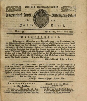 Allgemeines Amts- und Intelligenz-Blatt für den Jaxt-Kreis Samstag 21. Mai 1836