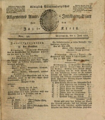 Allgemeines Amts- und Intelligenz-Blatt für den Jaxt-Kreis Mittwoch 1. Juni 1836