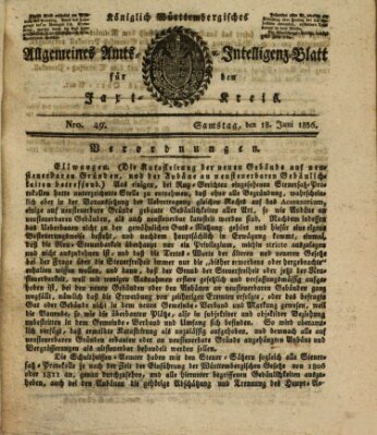 Allgemeines Amts- und Intelligenz-Blatt für den Jaxt-Kreis Samstag 18. Juni 1836